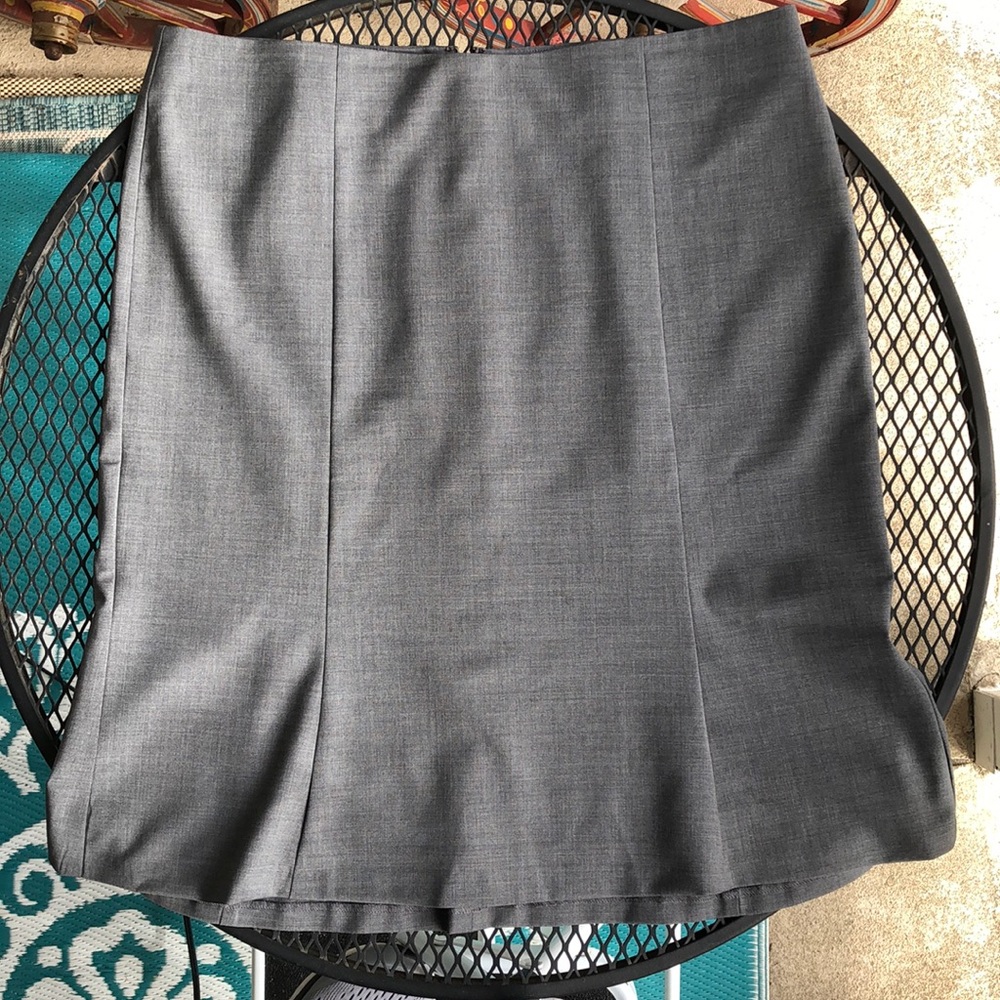 Talbots Petites Wool Blend Grey Trumpet Skirt